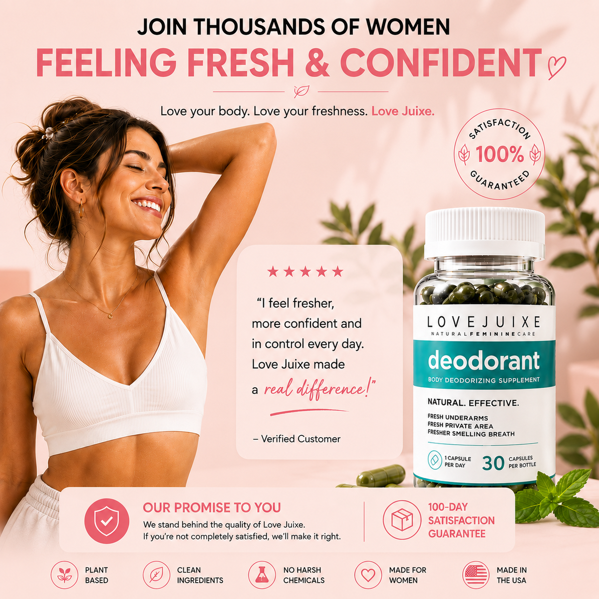 Natural Deodorant Chlorophyll Pill for Body Odor, Detox & Healthy Skin
