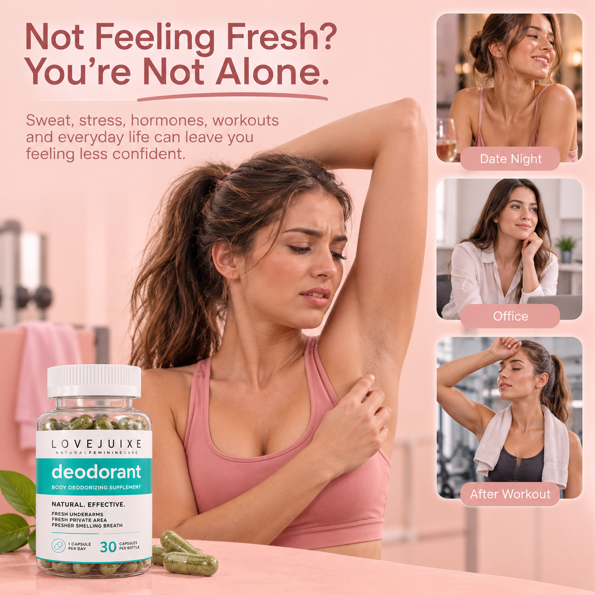 Natural Deodorant Chlorophyll Pill for Body Odor, Detox & Healthy Skin