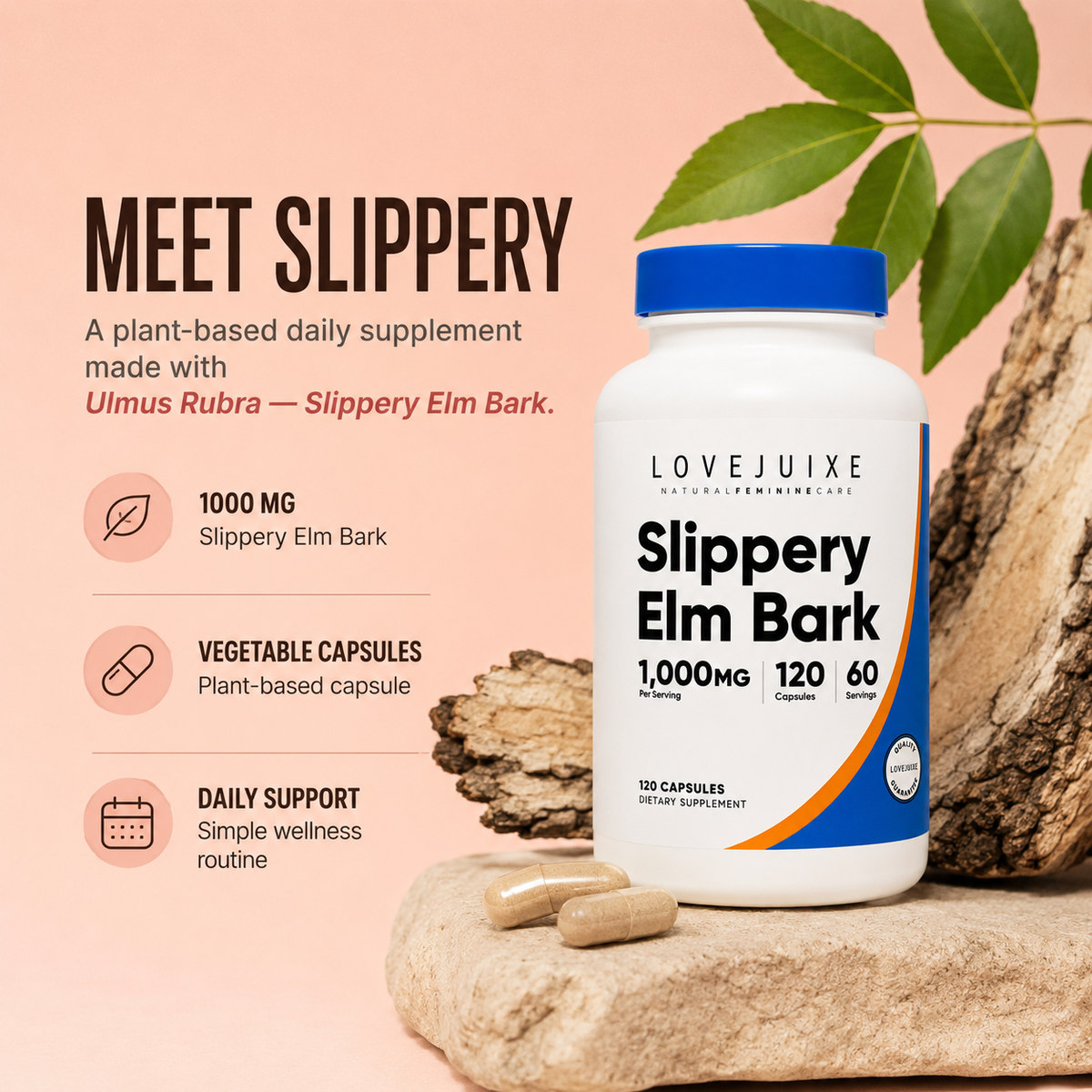 Extra Strength Slippery Elm Bark Moisture Capsules
