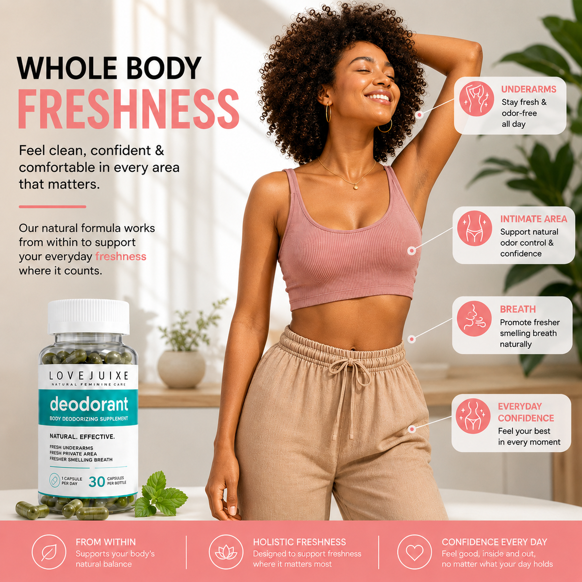 Natural Deodorant Chlorophyll Pill for Body Odor, Detox & Healthy Skin