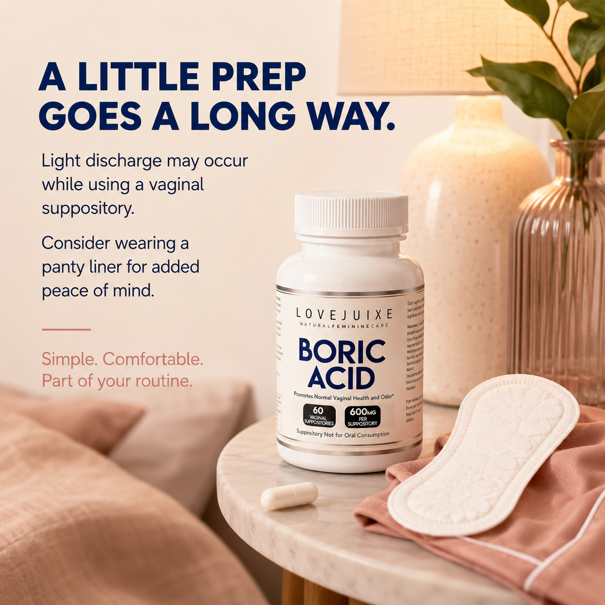 Boric Acid Vaginal Suppositories for pH Balance and Odor Control