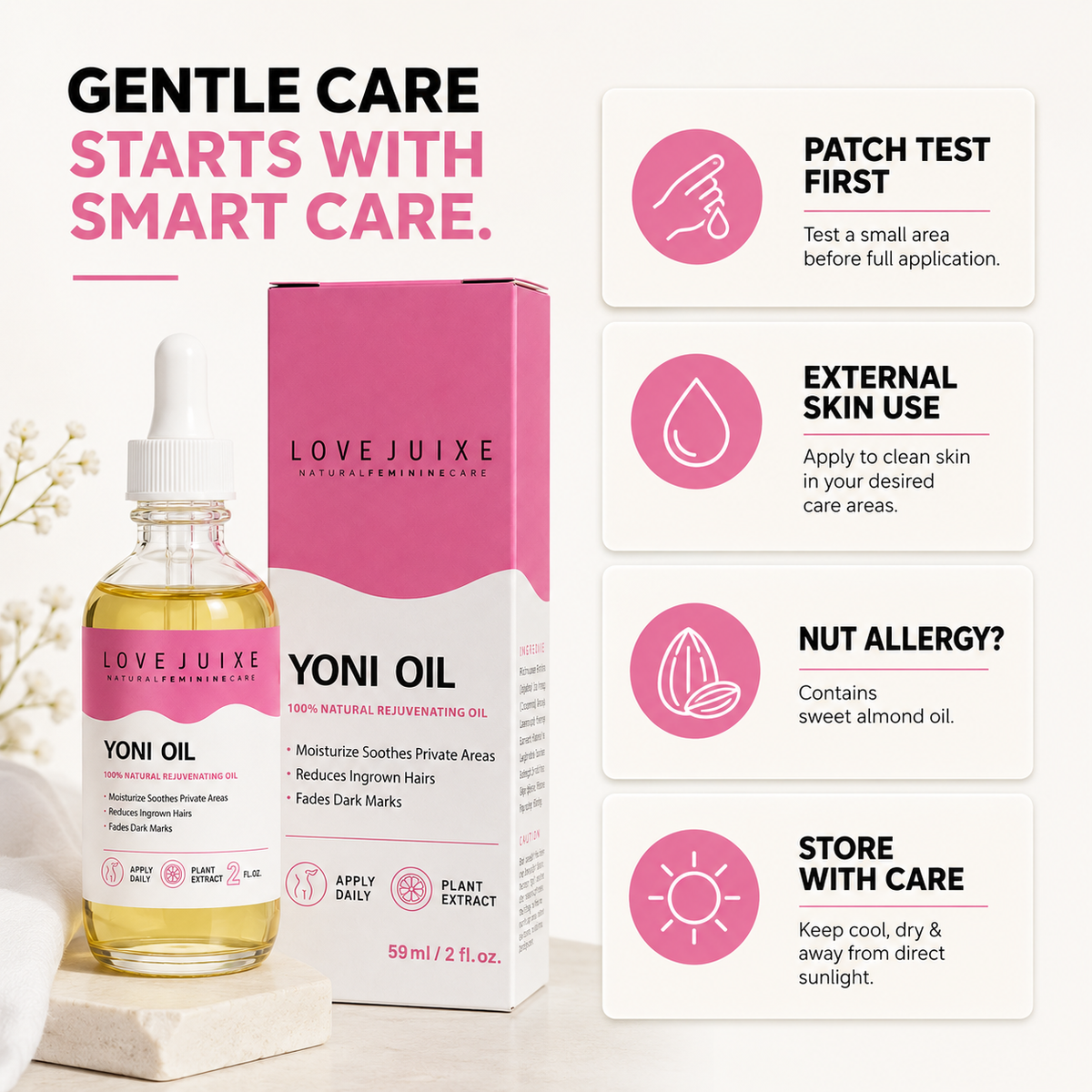 Yoni Oil for Dryness, Ingrown Hairs, Dark Marks & Scars
